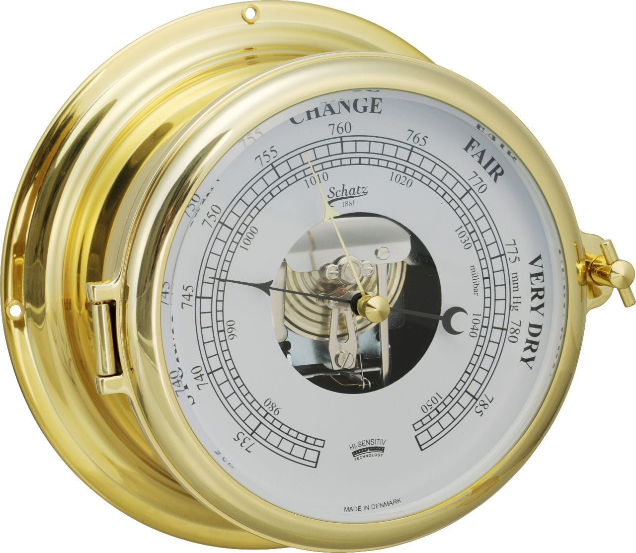 SCHATZ ROYAL 481B Barometer high sensitiv Messing gebürstet