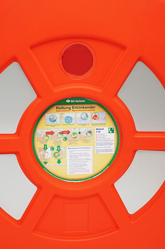 3204-010 Orangefarbenes PE-Wandgehäuse für Rettungsring Orange PE wall housing for lifebuoy