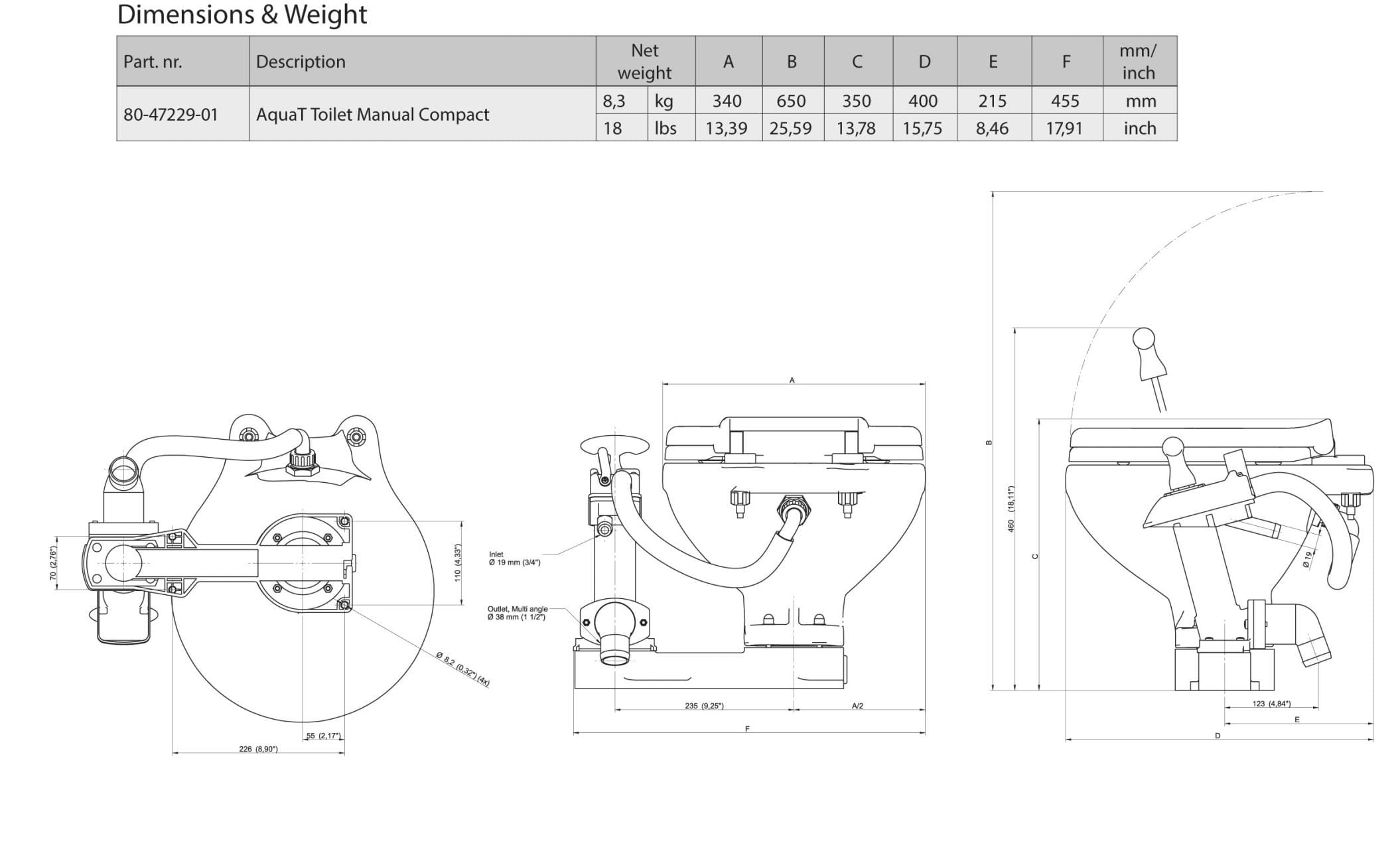 4612*01 JOHNSON  Bordtoilette AquaT Manual Compact