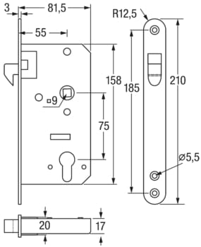4173*02 Schweres Schiffs-Schiebetürschloss Heavy slide door lock brass
