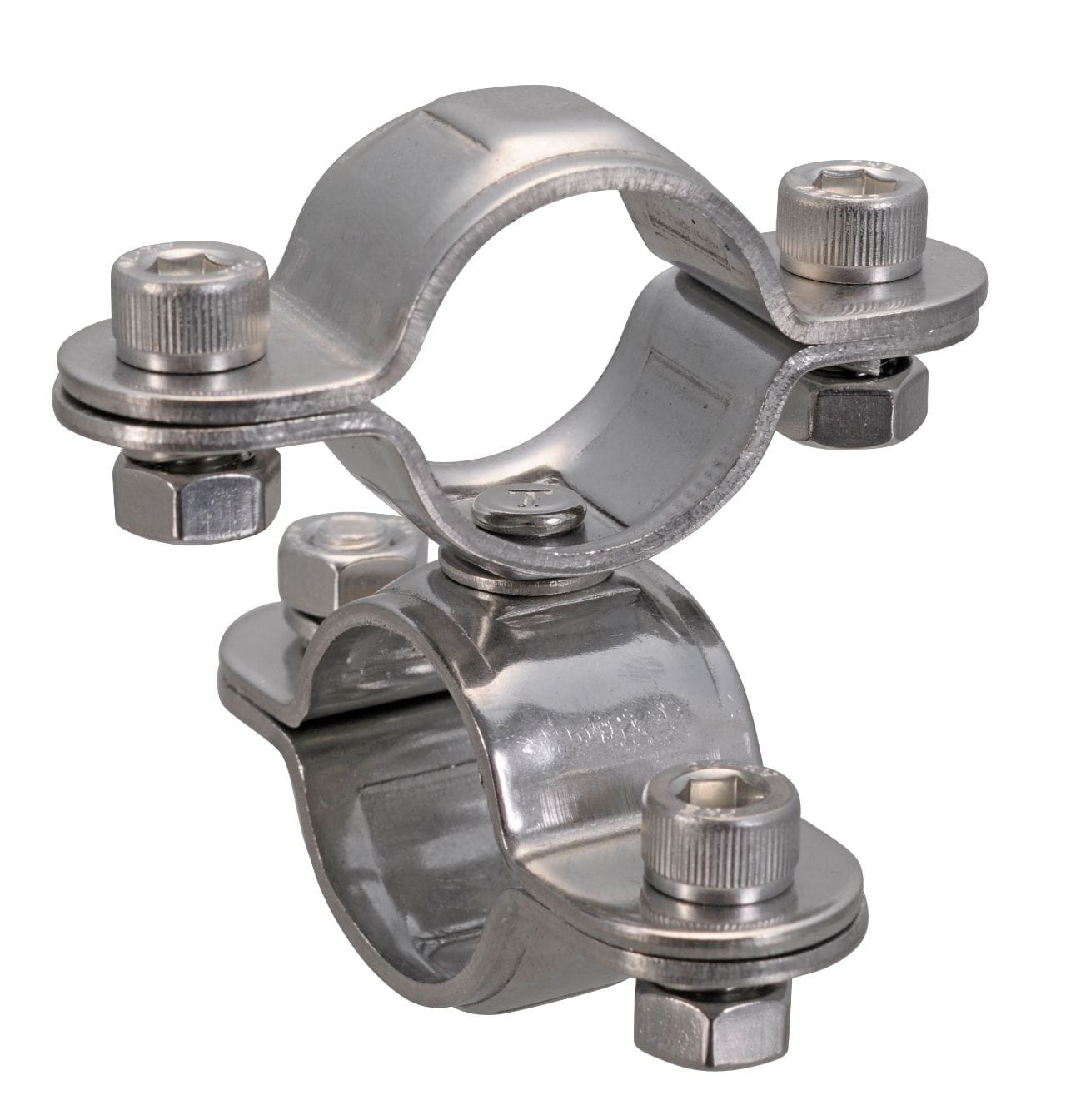 3202-031 A2-Doppel-Rohrschelle mit Wirbel für 25 mm-Rohre A2 double pipe clamp for pipes with a diameter of 25 mm