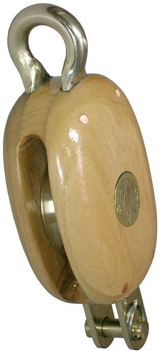 Yachtblock Ulme / Bronzebeschlag einscheibig Yachtblock Ulme / Bronzebeschlag einscheibig