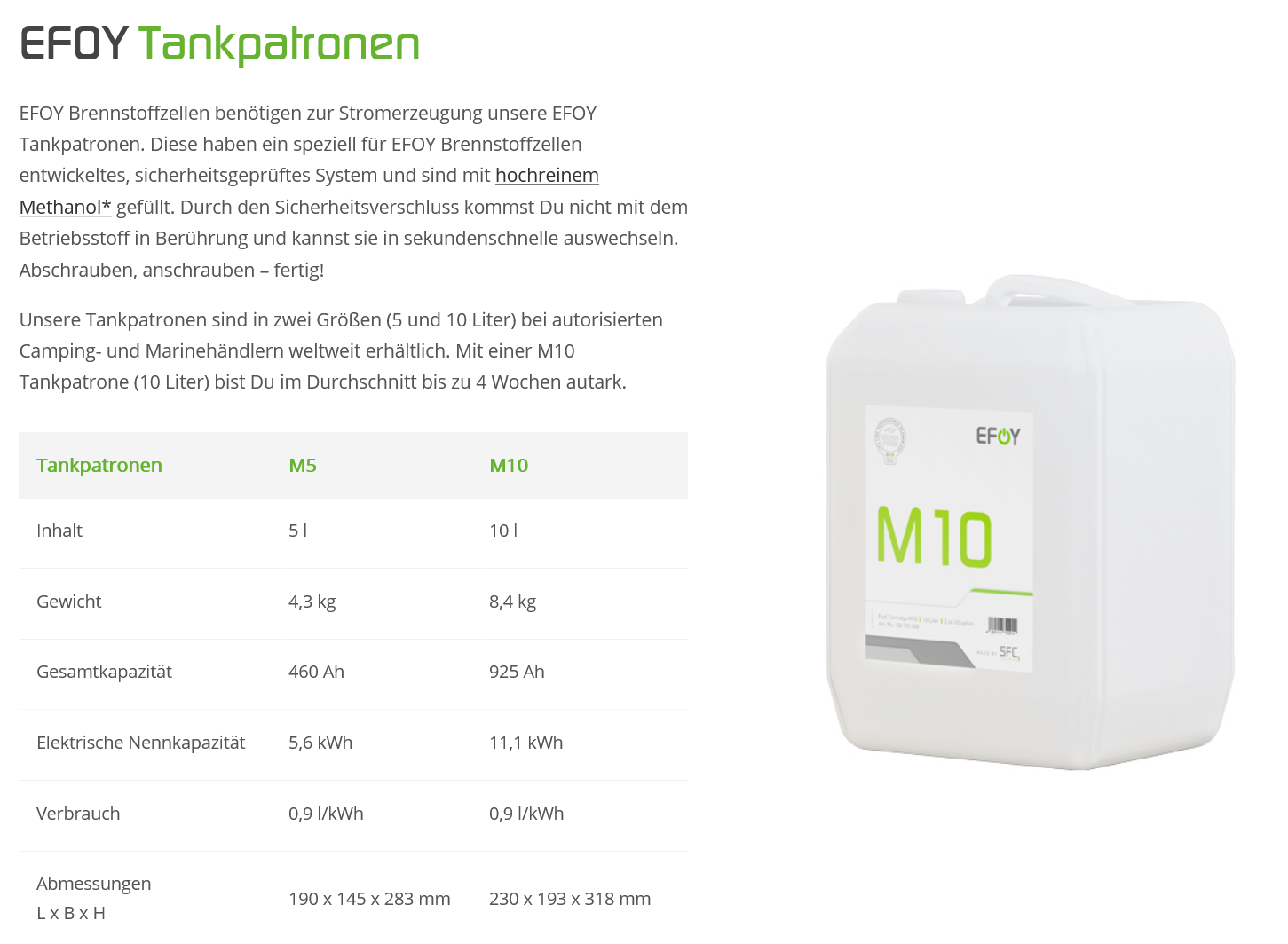 4339*02 EFOY Tankpatrone EFOY fuel cartridge
