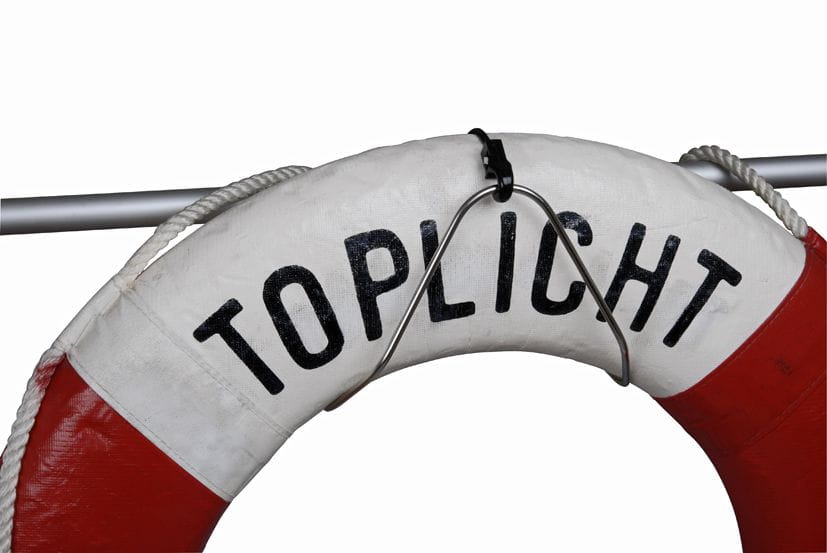 Halterung für Rettungsring mit Rohrschelle Halterung für Rettungsring mit Rohrschelle
