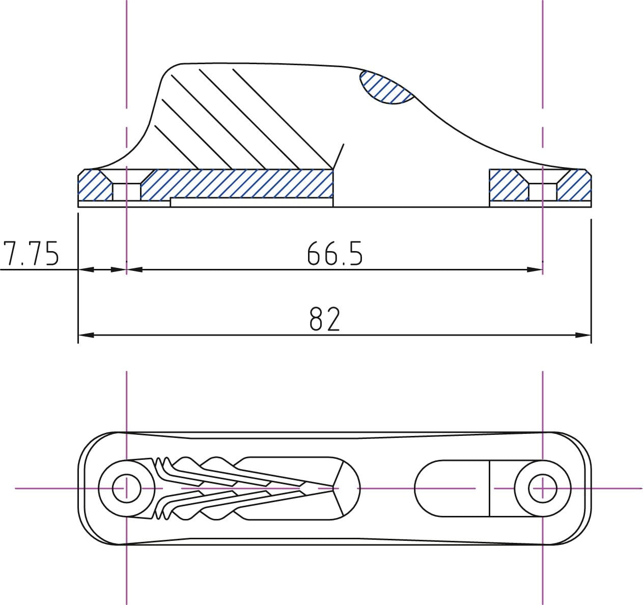 1276*13 Kleine Tauklemme mit Leitöse CLAMCLEAT® Kleine Tauklemme mit Leitöse CLAMCLEAT®