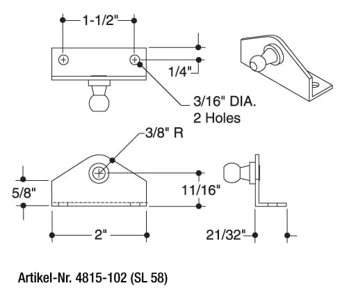 4815-102 Winkelhalterung für Gasdruckfeder SPRINGLIFT Gasdruckfeder SPRINGLIFT