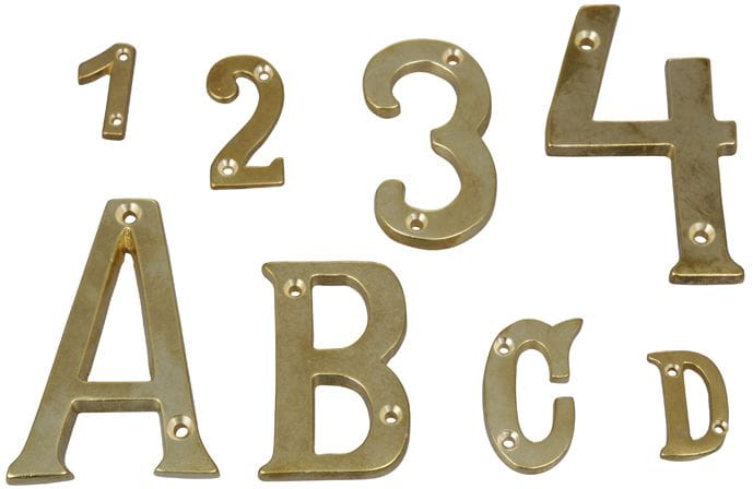 4597*01 Buchstaben und Zahlen aus Messing Buchstaben & Zahlen, Höhe 35 mm, Brass