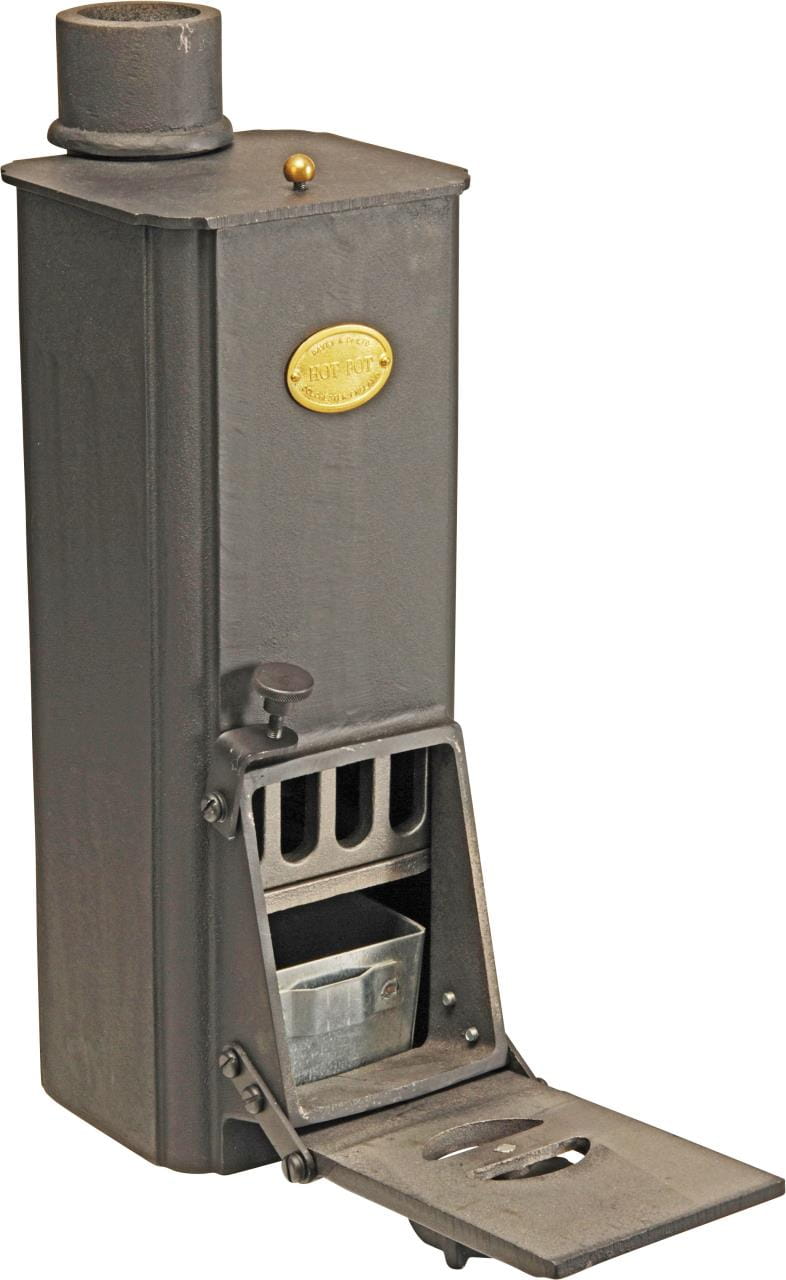 4352-000 Schiffsofen HOT POT aus Gusseisen DAVEY, Aschefach geöffnet