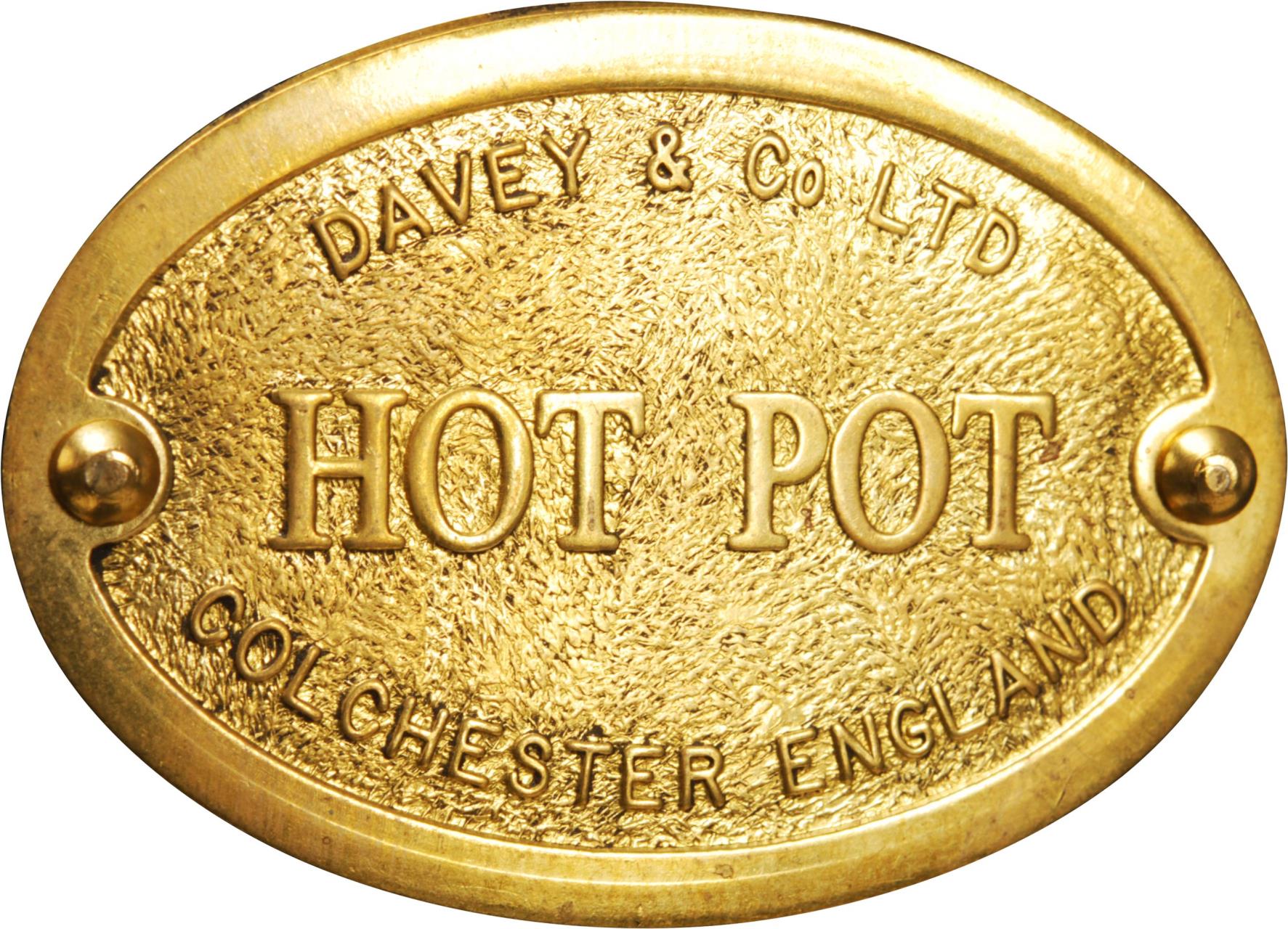 4352-000 Schiffsofen HOT POT aus Gusseisen DAVEY, Hersteller Plakette