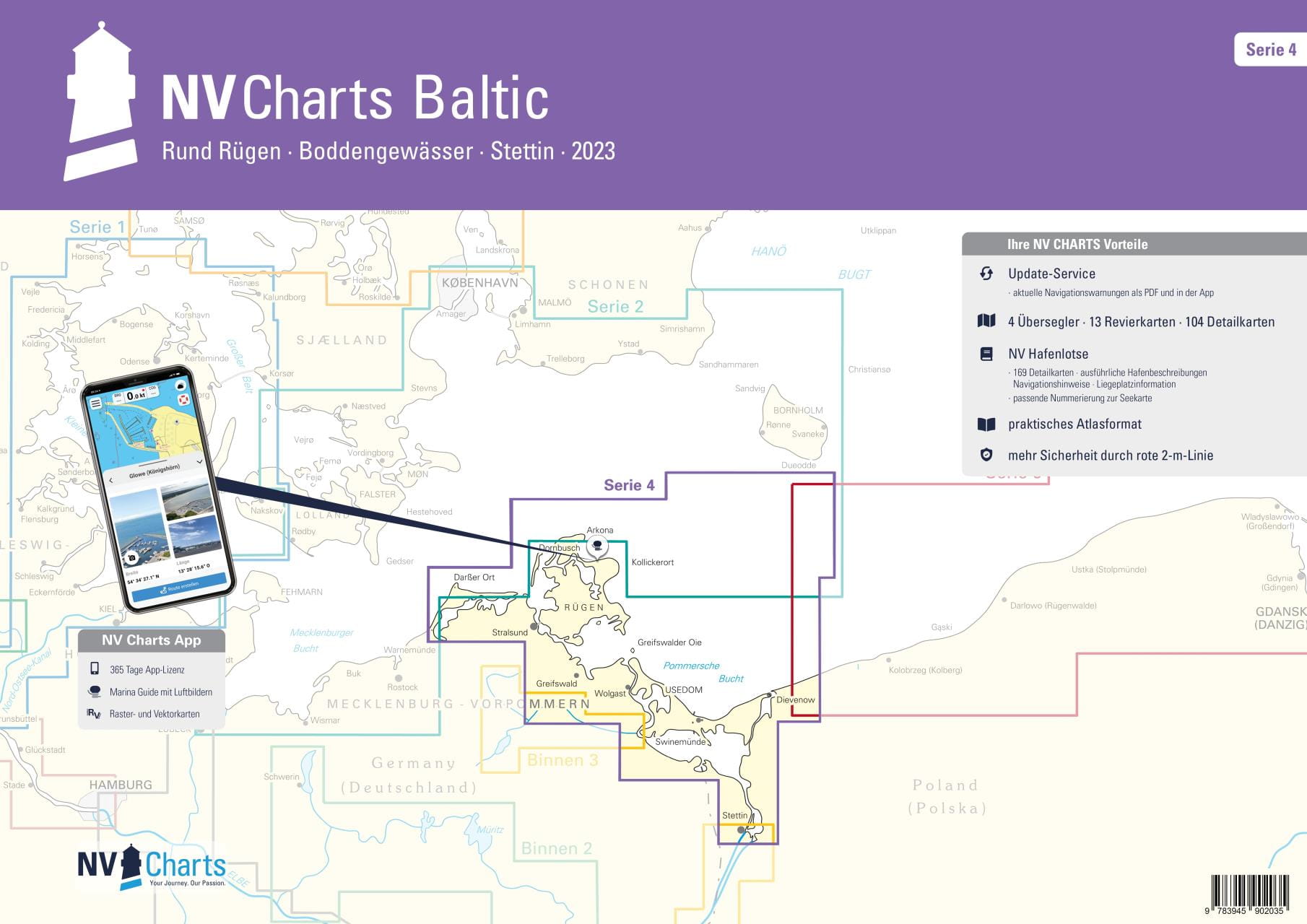 9026-014 NV Seekarten Ostsee Serie 4, Rügen Boddengewässer Stetting NV CHARTS Chart Box Baltic Sea series 1-4