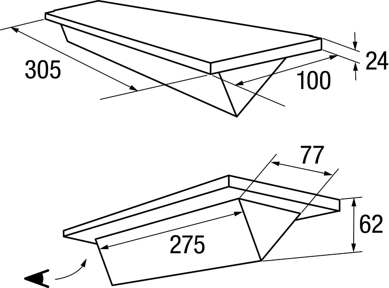 1824*02 Decksprisma rechteckig 300 mm und Einbaurahmen DAVEY - Bild 2