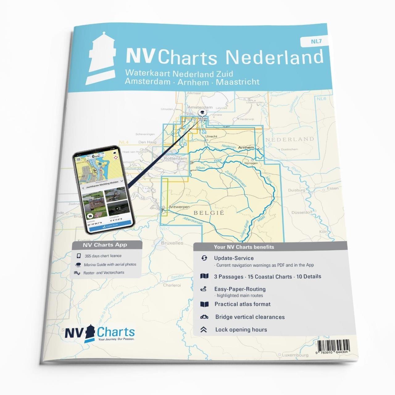 9026-073 NL7 Binnen Waterkaart Nederland Zuid
