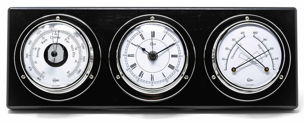 3450-339 BARIGO TEMPO 386RFPO: Wetterstation Edelstahl auf Holzplatte