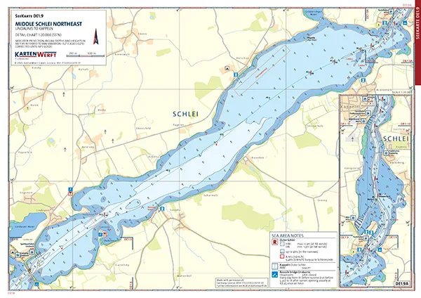 9023-109 KARTENWERFT SeeKarten Atlas Einzelkarten DE1.9 / 1.10 Schlei NE KARTENWERFT SeeKarten Atlas DE1 Laminated charts Schlei