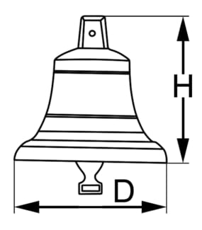 3993*01 Schiffsglocke mit BSH-Zulassung Maßzeichnung Namens-Glocke mit BSH-Zulassung