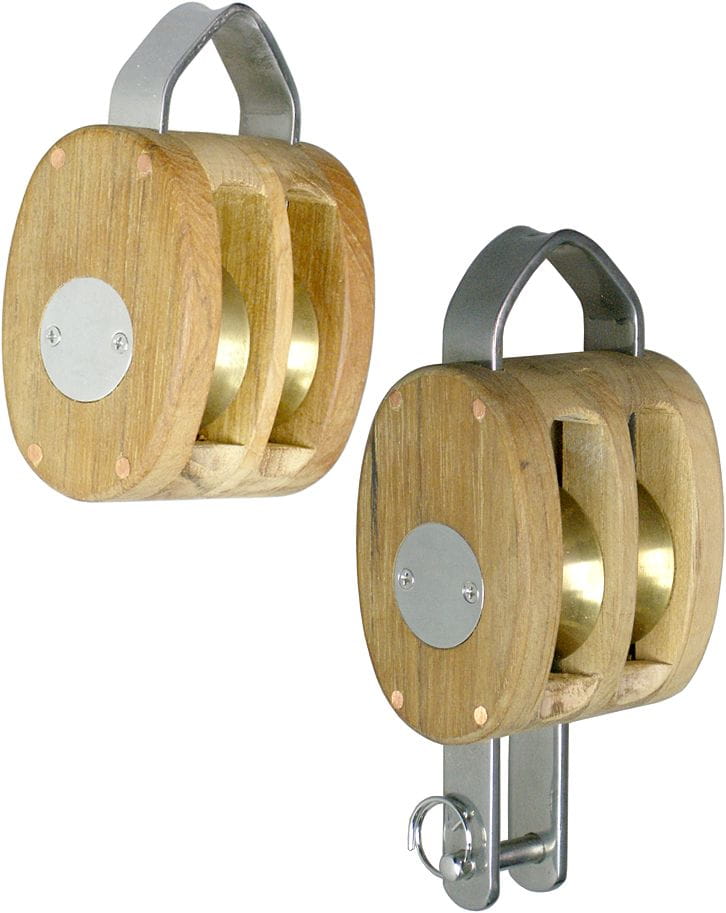 Dual sheave yacht block made from teak Dual sheave yacht block made from teak