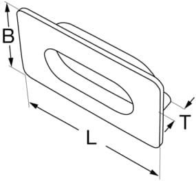4728*02 Einlassgriff aus Messingblech Einlassgriff aus Messing poliert oder verchromt