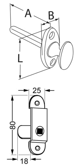 4455*03 Zierlicher Oliven-Griff und Vorreiber