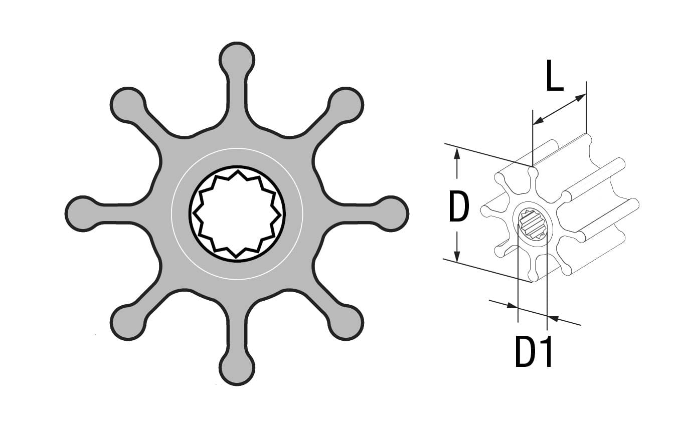 1826-928 Original-Nitril-Impeller 09-1028B-9 f.JOHNSON F7B