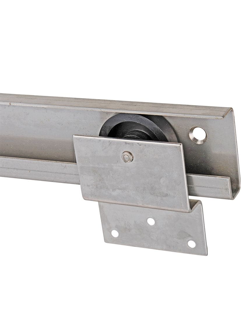 4189-422 Anwendungsbeispiel Topp-Schiene oben, Lieferung ohne Rolle Light slide door fittings