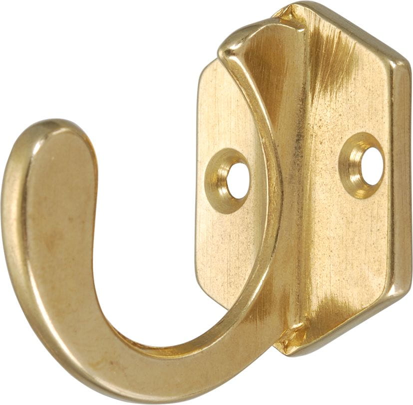 4819*01 Sechseckiger Kleiderhaken aus Messing Brass coat hook on base plate