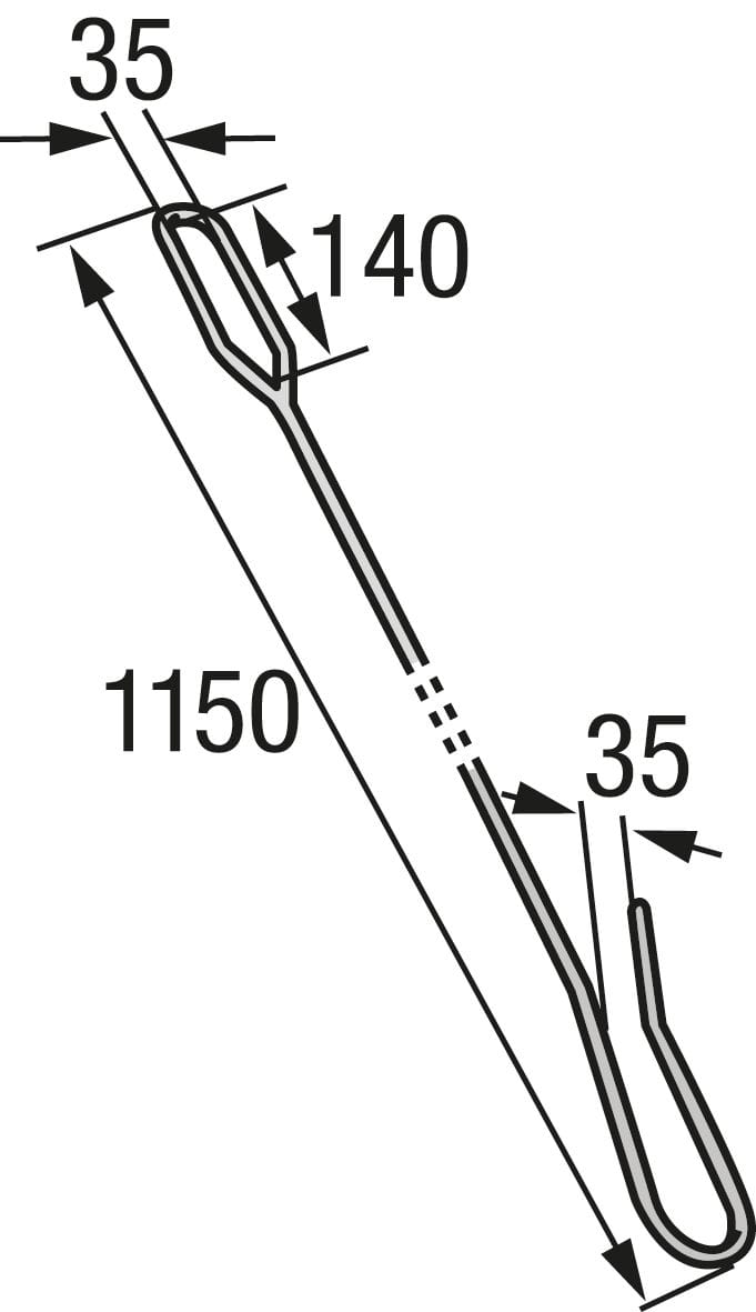 1258*04 Schleusenhaken mit Handgriff, lang Stainless steel lock hook with hand grip, long