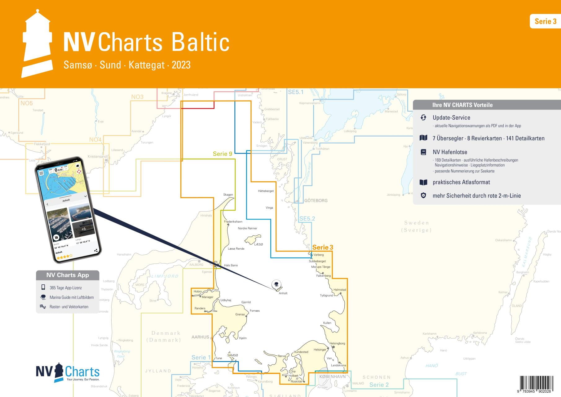 9026-013 NV Seekarten Ostsee Serie 3, Samsö Sund Kattegat NV CHARTS Chart Box Baltic Sea series 1-4