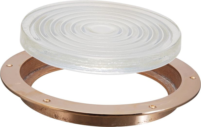 1821*04 Decksprisma / Deckslicht für Einbauring DAVEY 2418 Decksprisma rund/geriffelt 200 mm und Einbaurahmen DAVEY