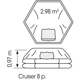 3260-018 / -118 PLASTIMO CRUISER Rettungsinsel für 8 Personen Maßzeichnung