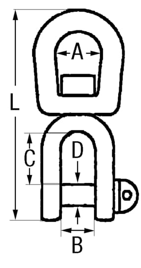 1201*04 Wirbelschäkel verzinkt Hot dip galvanized jaw & eye shackle
