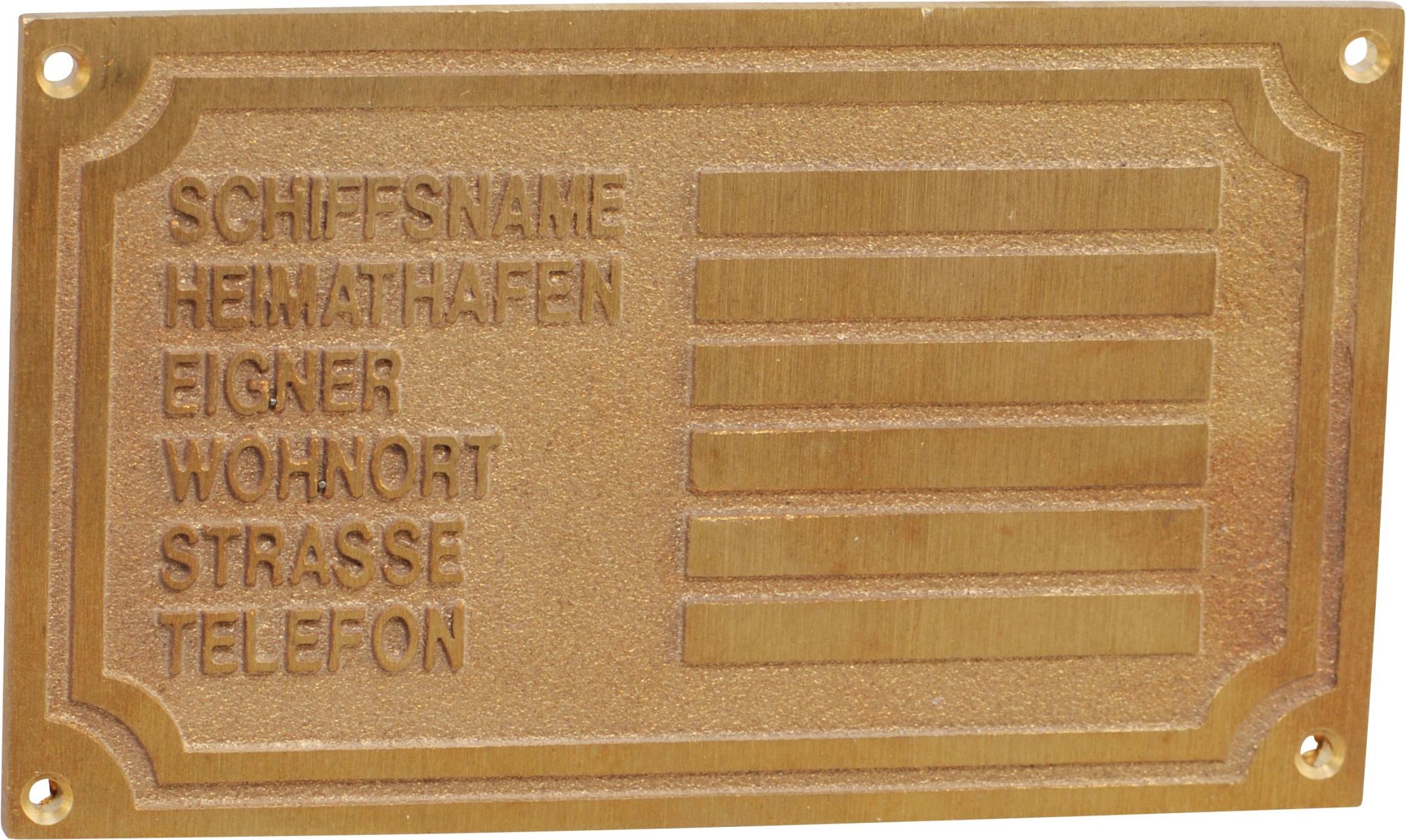 3299*02 Gravur des Eignerschildes Eignerschilder Messing