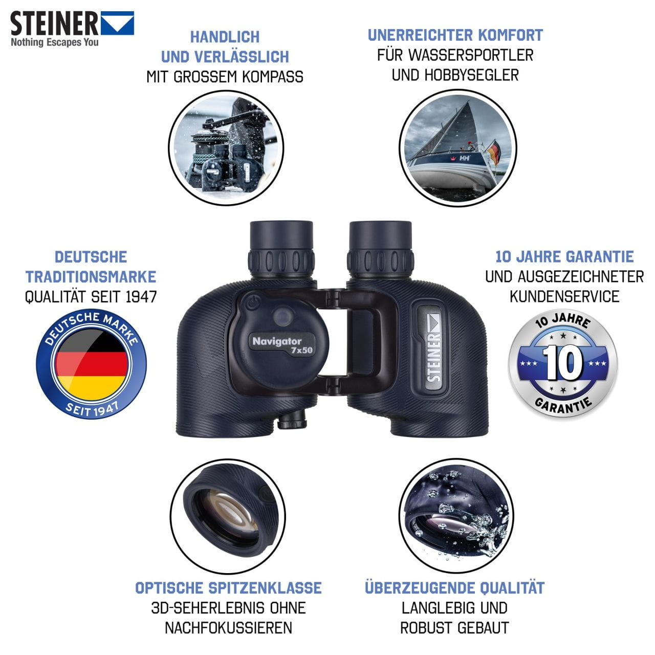 STEINER NAVIGATOR Fernglas 7x30 oder 7x50 ohne/mit Kompass