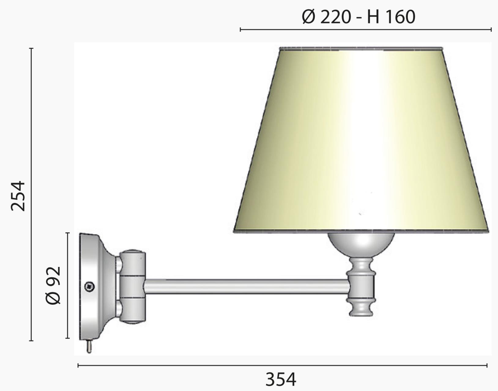 4523*07 FORESTI Wandleuchte CYGNUS Maße kurzer Arm 4523*07 FORESTI Wandleuchte CYGNUS Maße kurzer Arm
