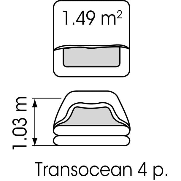 3260-404 PLASTIMO Rettungsinsel TRANSOCEAN ISO/ISAF für 4 Personen Maßzeichnung PLASTIMO TRANSOCEAN ISO/ISAF Rettungsinsel