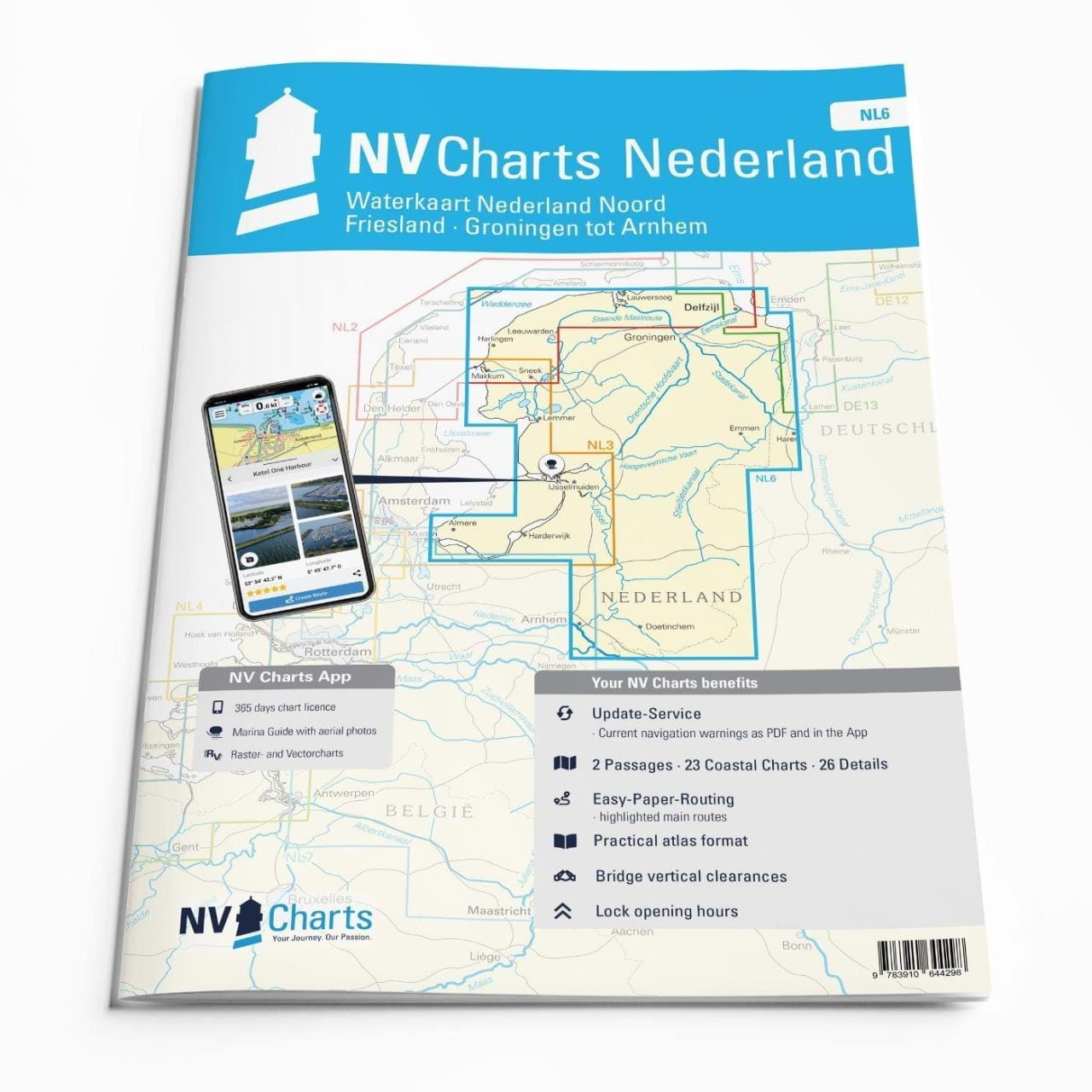 9026-072 NL6 Binnen Waterkaart Nederland Noord