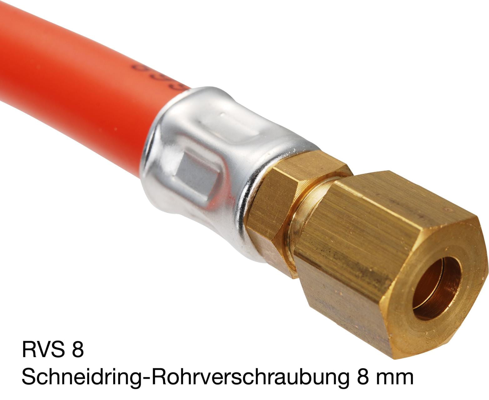 Aufgepresster Gasschlauch-Anschluss RVS 8 Marine Gasschlauch