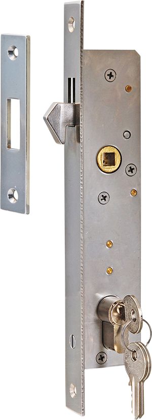 4803-010 Schiebetürschloss Edelstahl für Profilzylinder