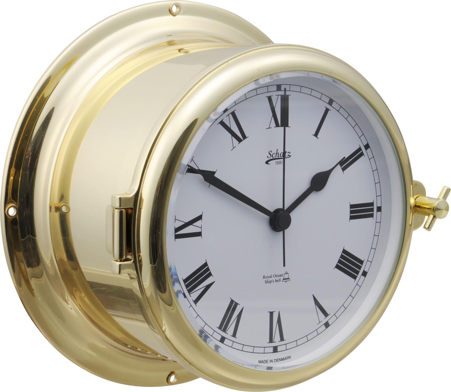 SCHATZ ROYAL 480CS Quarz-Glasenuhr römisch poliertes Messing SCHATZ ROYAL 480CS Quarz-Glasenuhr römisch poliertes Messing