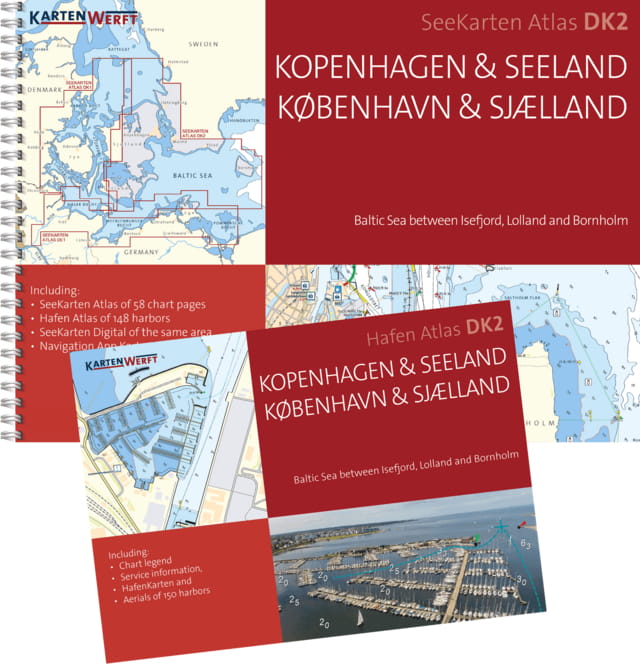 9023-102 KARTENWERFT SeeKarten Atlas DK2 Kopenhagen & Seeland KARTENWERFT Nautical charts Atlas DK1 Aarhus & Funen