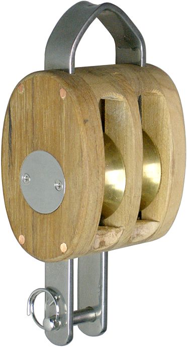Dual sheave yacht block made from teak Dual sheave yacht block made from teak