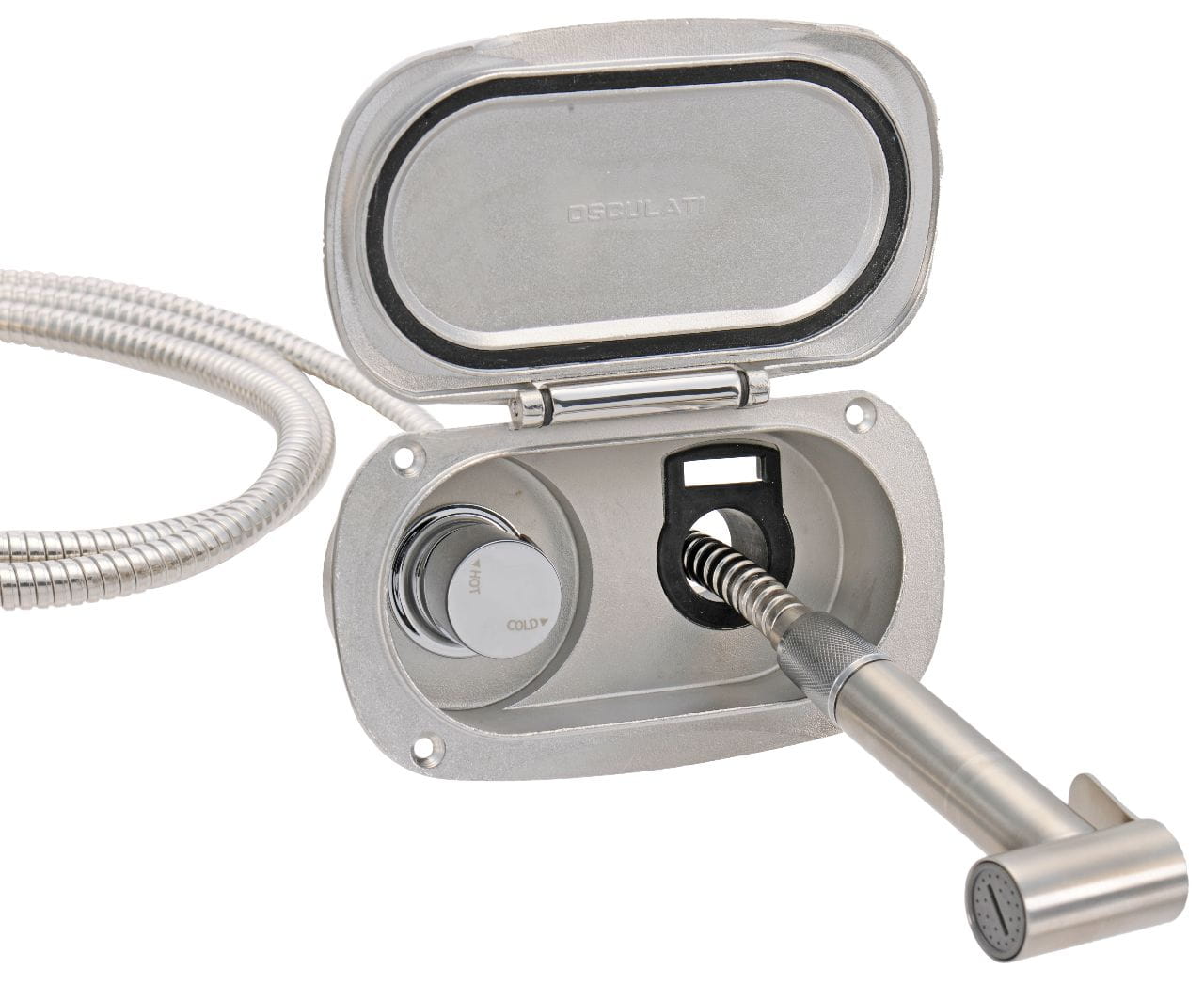 Edelstahl-Decksdusche / Mischarmatur mit Schlauch