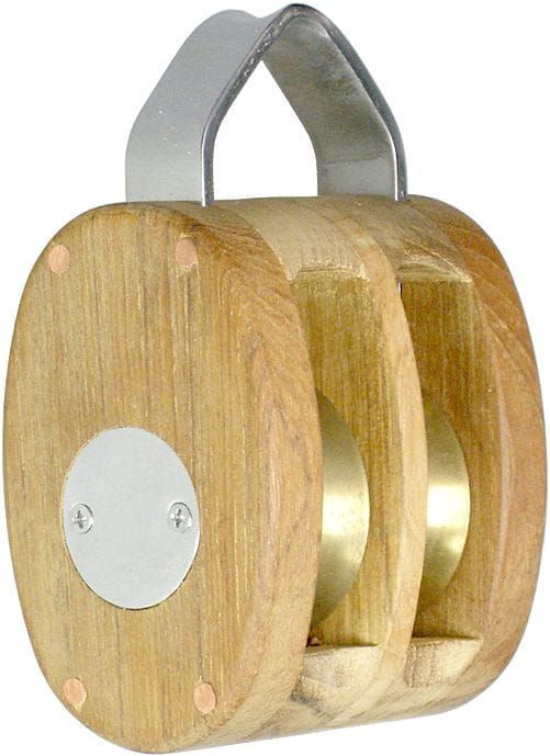 Dual sheave yacht block made from teak Dual sheave yacht block made from teak