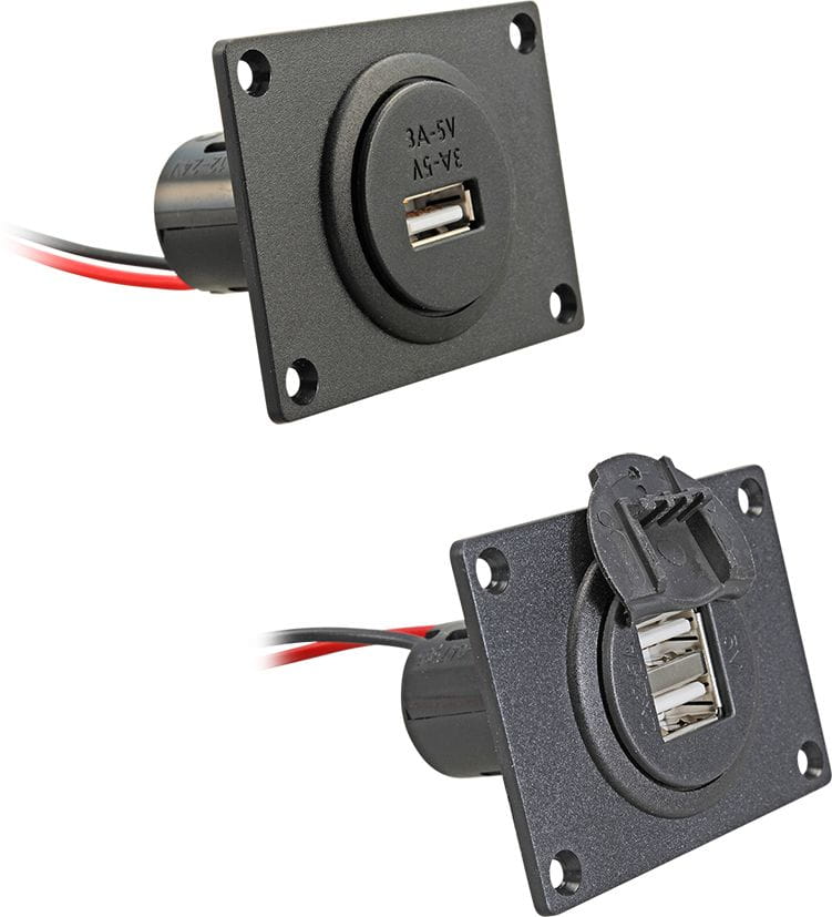 USB A socket with mounting plate USB A socket with mounting plate