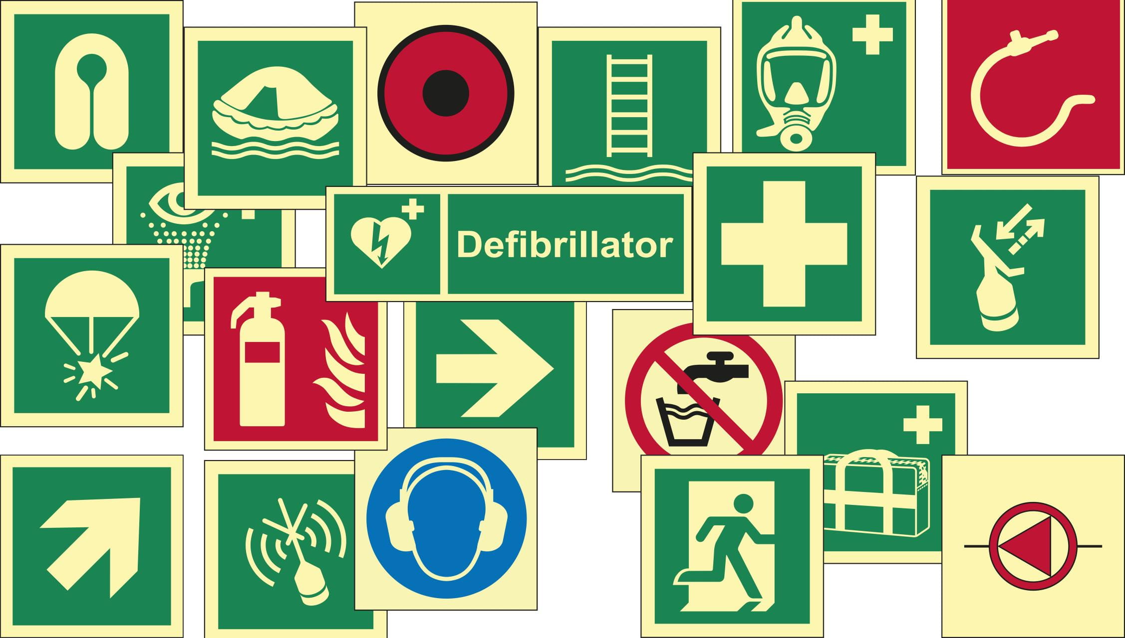 IMO Signs - Sicherheitsschilder zum Aufkleben - fotolumineszent, nachtleuchtend