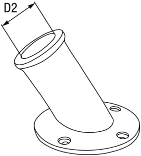 1295*02 Flaggstockhalter schräg DAVEY Raked flag staff socket brass polished or chromed