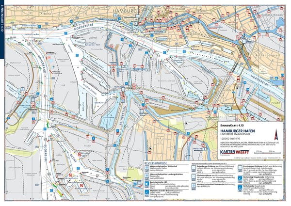 9023-004 Kartenwerft Binnenkarten-Atlas 4 Elbe-Hamburg KARTENWERFT Inland chart atlas 4 Elbe - Hamburg
