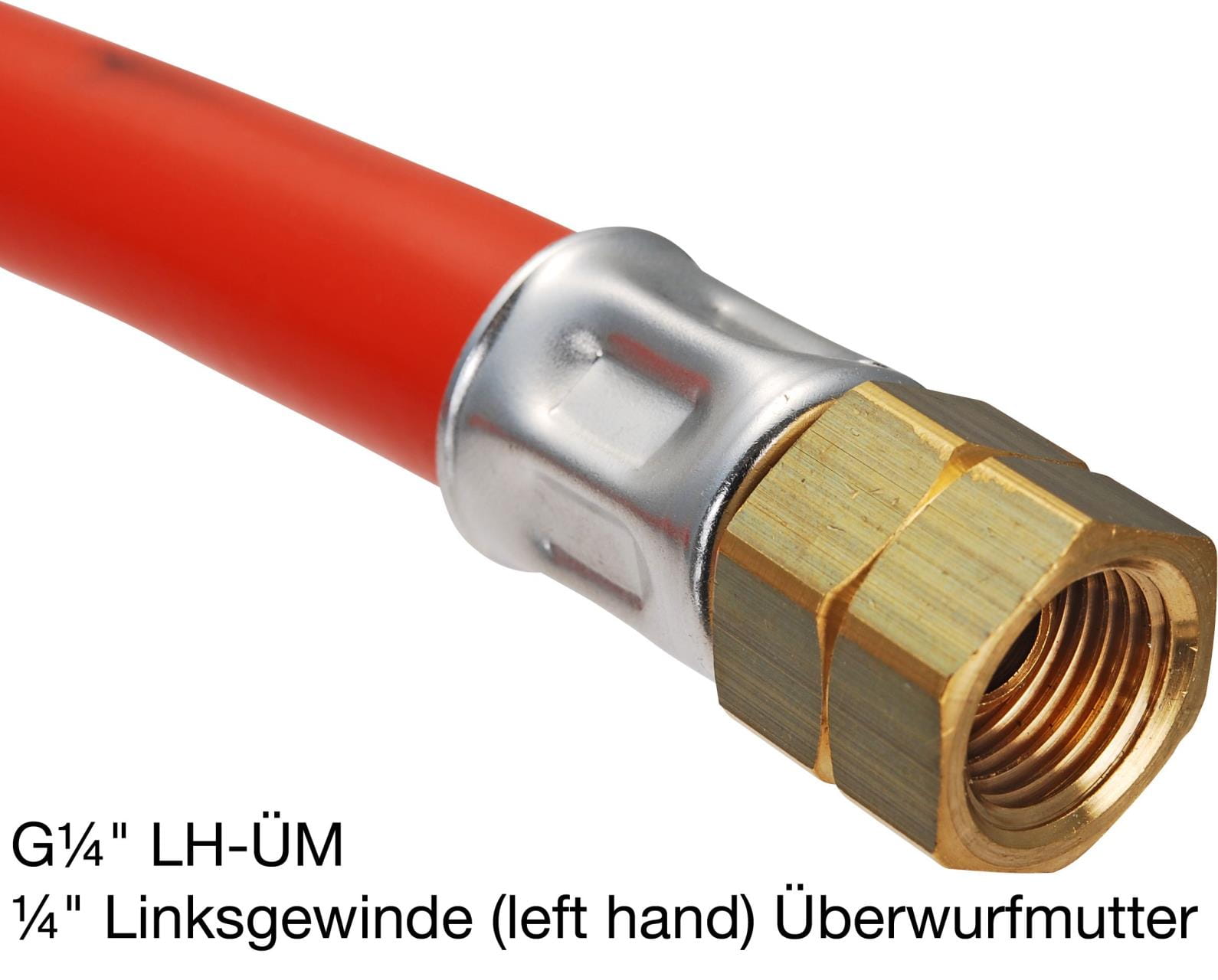 Aufgepresster Gasschlauch-Anschluss G¼" LH-ÜM Marine Gasschlauch