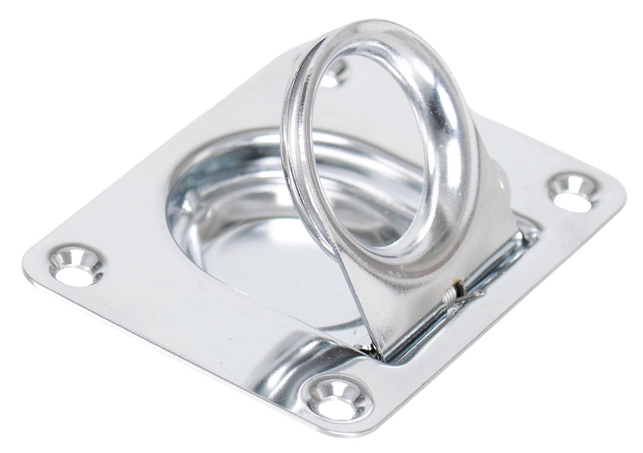4551-058  Bodenheber Edelstahl mit Federgriff 60x75mm - Aufgeklappt
