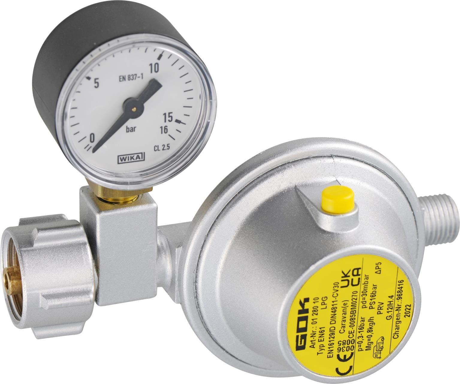 4718-032 Gas-Druckregler30 mbar mit Abblaseventil und Manometer