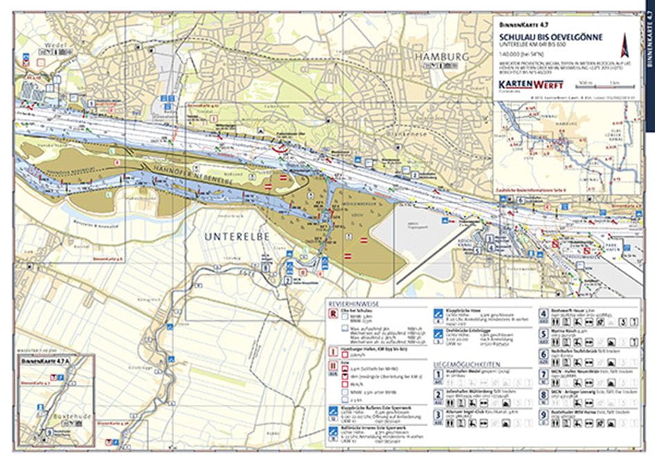 9023-007 Revierkarten laminierte Einzelblätter KARTENWERFT KARTENWERFT BinnenKarten Atlas Elbe Laminated single charts
